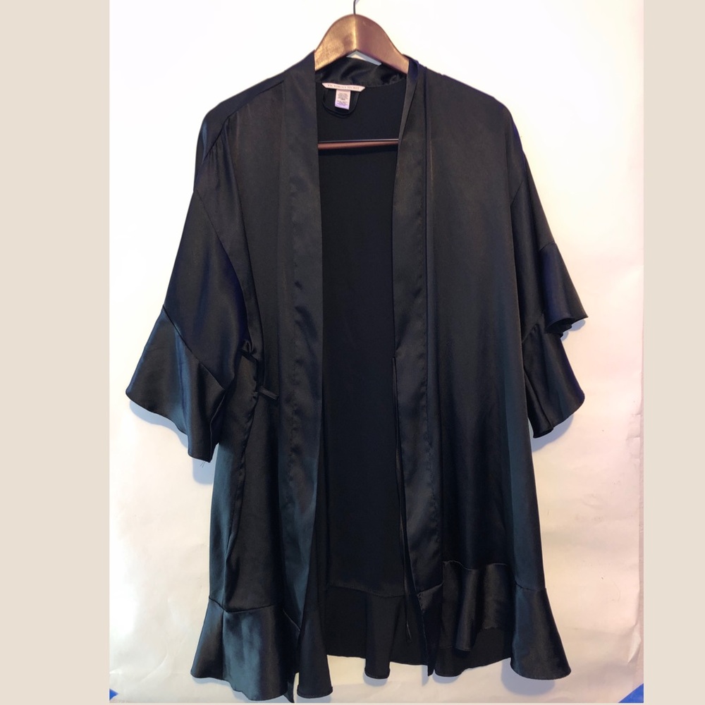 Victoria Secret Black Satin Robe
